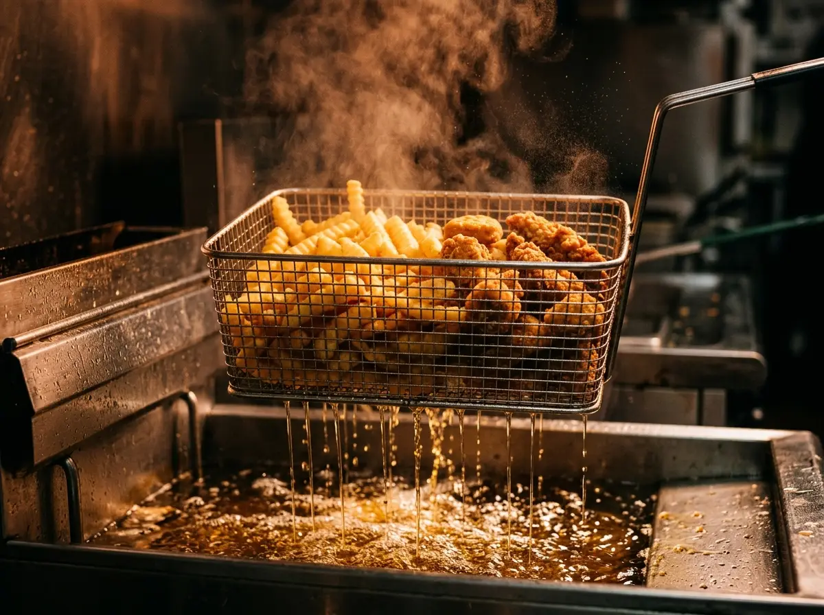 Popeyes shared fryer showing cross-contamination risks for fries