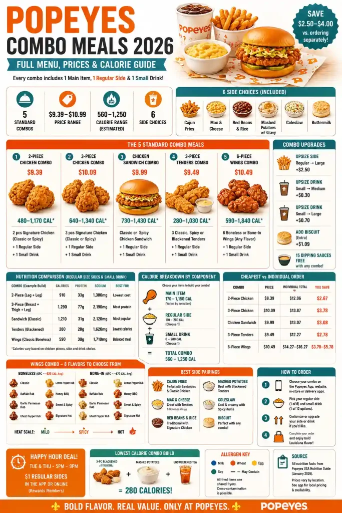 Popeyes Combo Meals 2026: Full Menu, Prices & Calorie Guide 7 infographic of Popeyes Combo Meals 2026: Full Menu, Prices & Calorie Guide