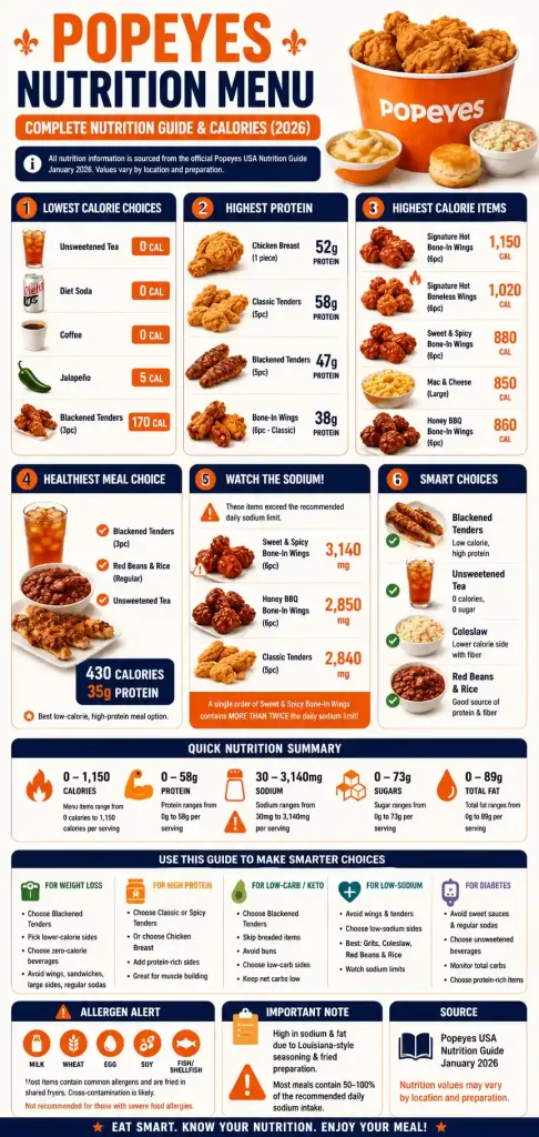 Popeyes Nutrition Menu - Complete Nutrition Guide & Calories 2026 2 infographic of Popeyes Nutrition Menu - Complete Nutrition Guide & Calories 2026