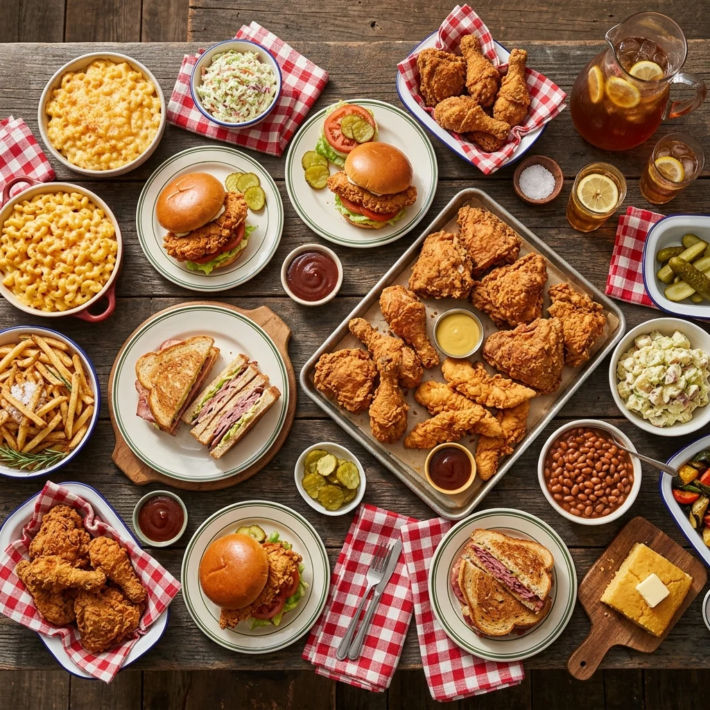 popeyes menu specials feast including chicken, sandwiches, and sides