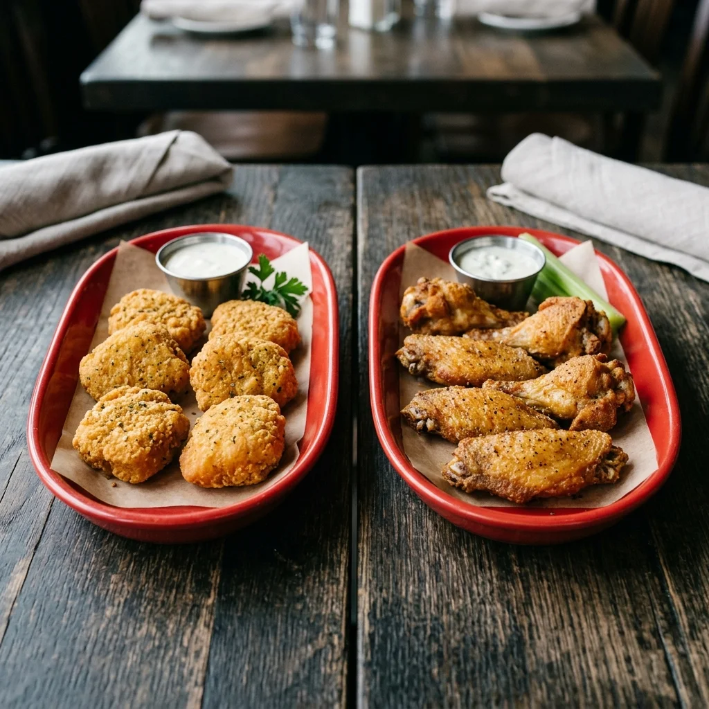 Popeyes Wings Menu 2026: All 8 Flavors, Prices & Calories Guide 2 Side-by-side comparison of Popeyes boneless wings vs bone-in wings