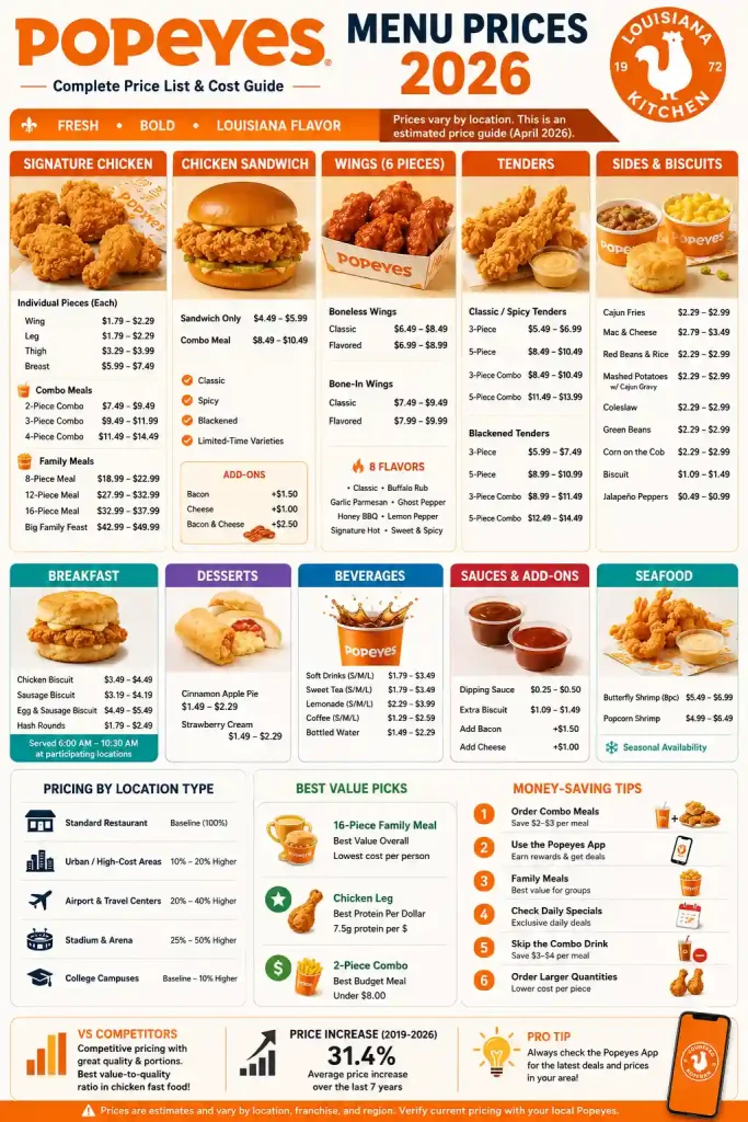 Popeyes Menu Prices 2026 - Complete Price List & Cost Guide 2 Infographic of Popeyes Menu Prices 2026 - Complete Price List & Cost Guide