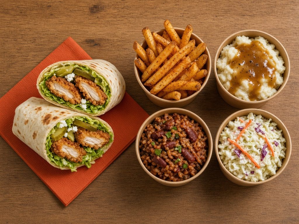 Popeyes chicken wraps with Cajun fries and classic sides from the $5 Faves promotion