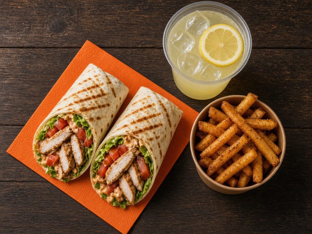 Popeyes Chicken Wraps bundle with lemonade and Cajun fries