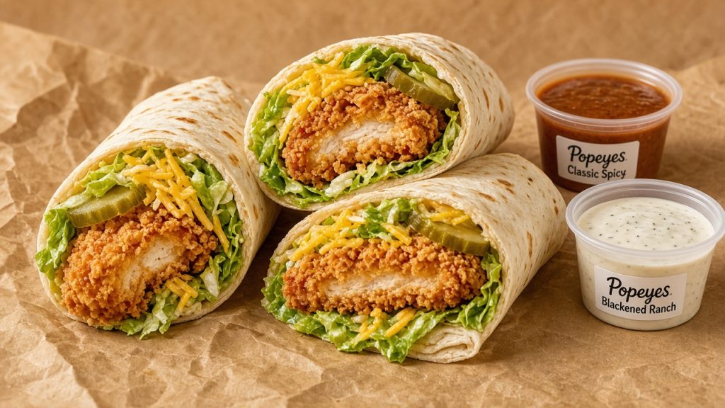 Popeyes permanent Chicken Wraps Classic Spicy and Blackened Ranch lineup