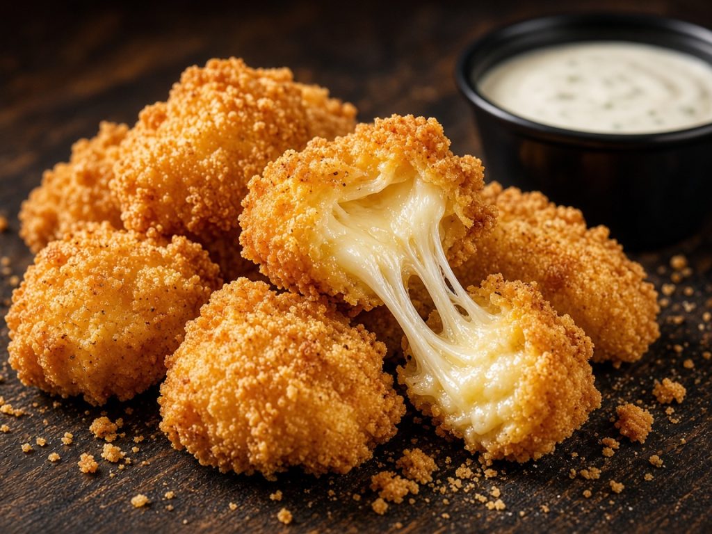 Popeyes Cheese Bites melted cheddar close-up